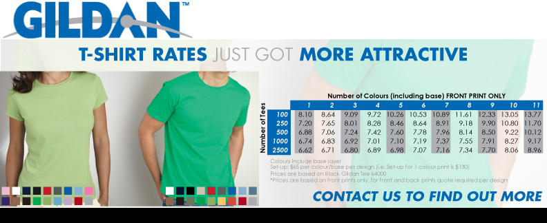 Never before has it been so affordable to promote your artists or products in the classic method of a band shirt. 